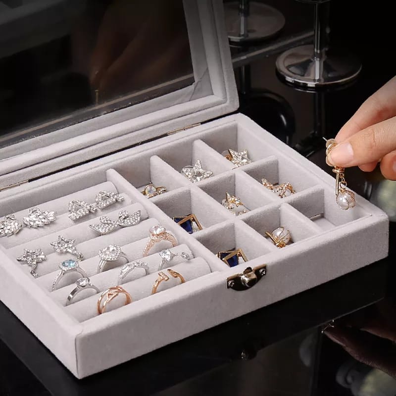 Premium Leather Jewelry Box Double Layer Storage